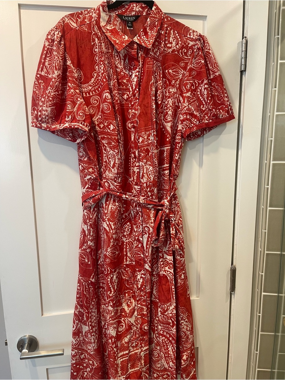 Lauren Ralph Lauren Red Paisley Shirt Dress sz 18 NWT’s